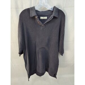 Tommy Bahama Mens Ribbed Polo Shirt Charcoal Gray Short Sleeve Faded Wash XL